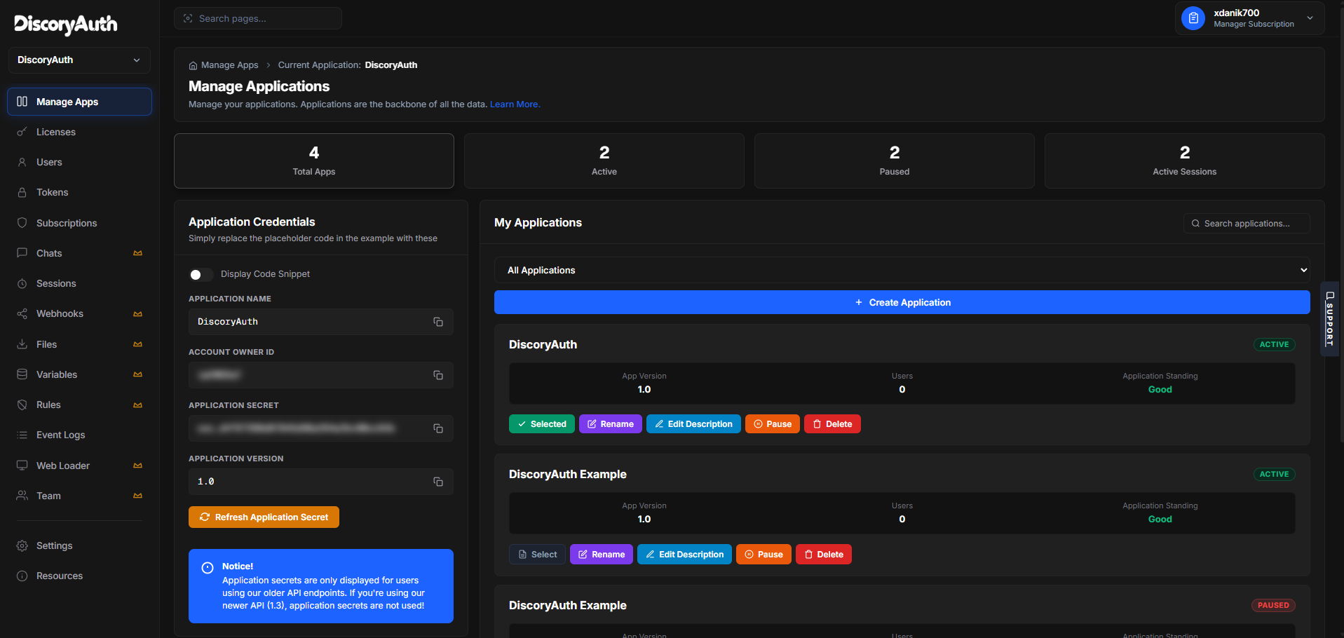DiscoryAuth Dashboard Preview